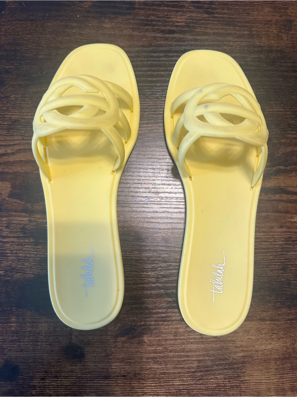 TALULAH Yellow Twisted Strap Slide Sandals